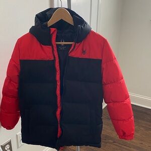 Boy’s Spyder Red and Black Hooded Jacket Sz 8/10